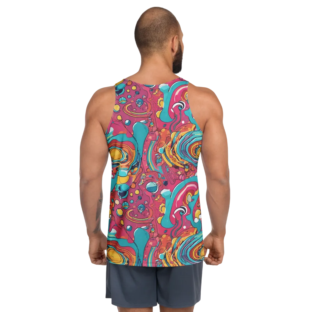 Neon Orbit Bazaar on Men's Tank Top — Back