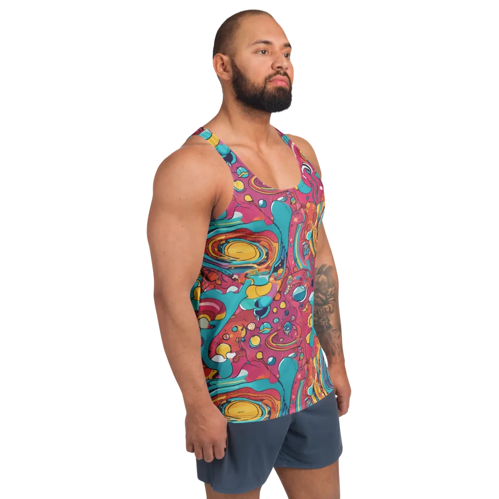 Neon Orbit Bazaar on Men's Tank Top — Right Front