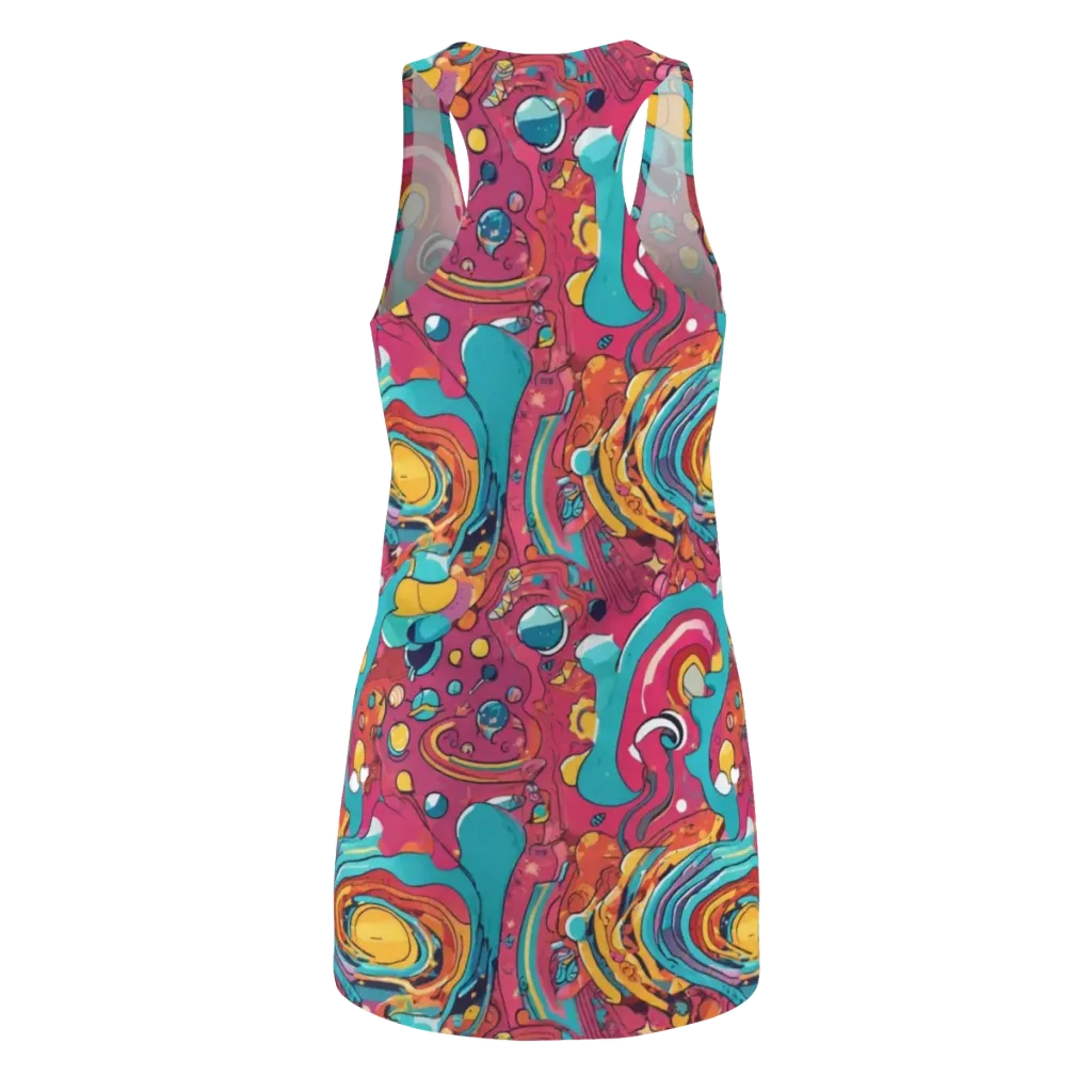 Neon Orbit Bazaar on Racerback Dress — Back