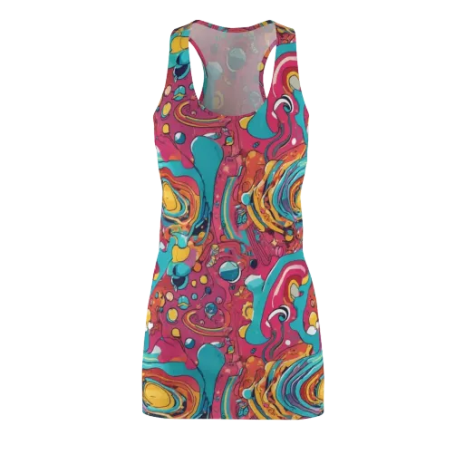 Neon Orbit Bazaar on a Racerback Dress