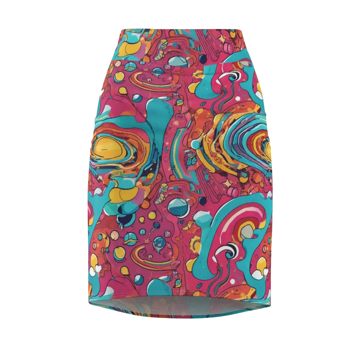 Neon Orbit Bazaar on Pencil Skirt — Front