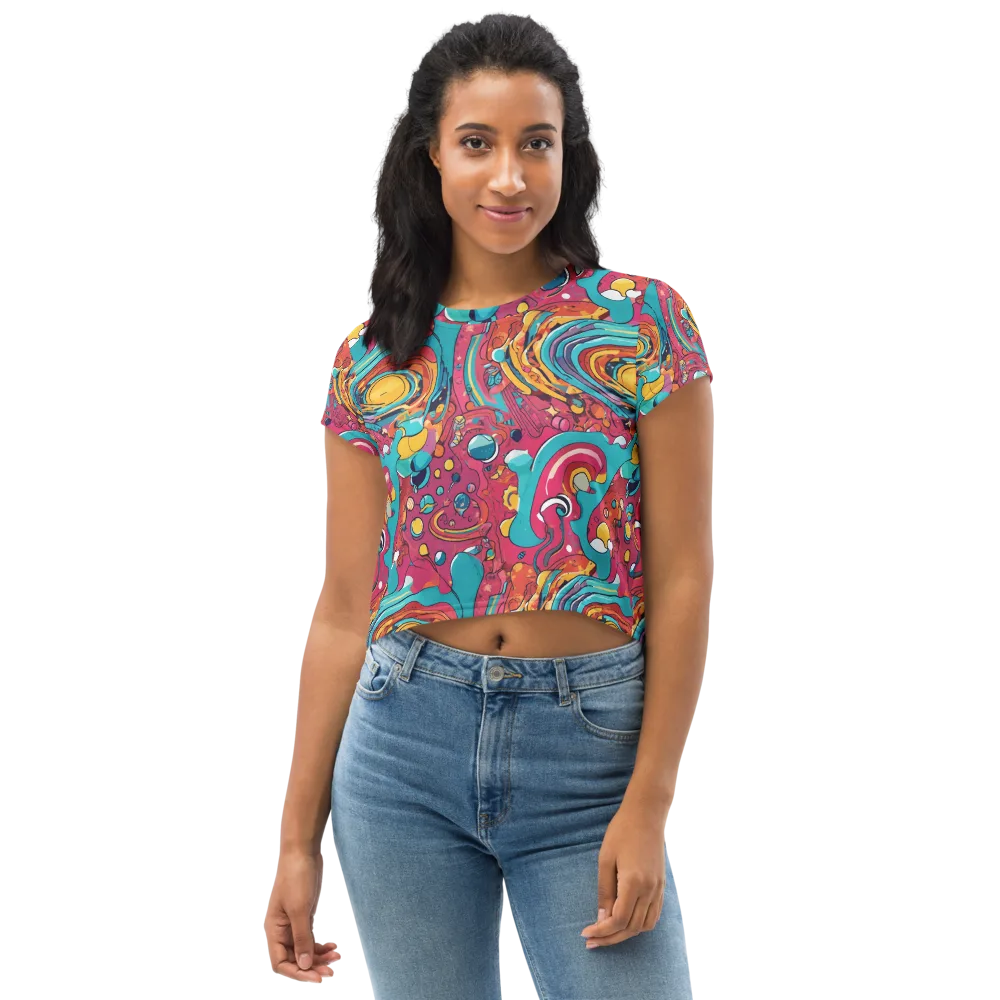 Neon Orbit Bazaar on Crop Tee — Front