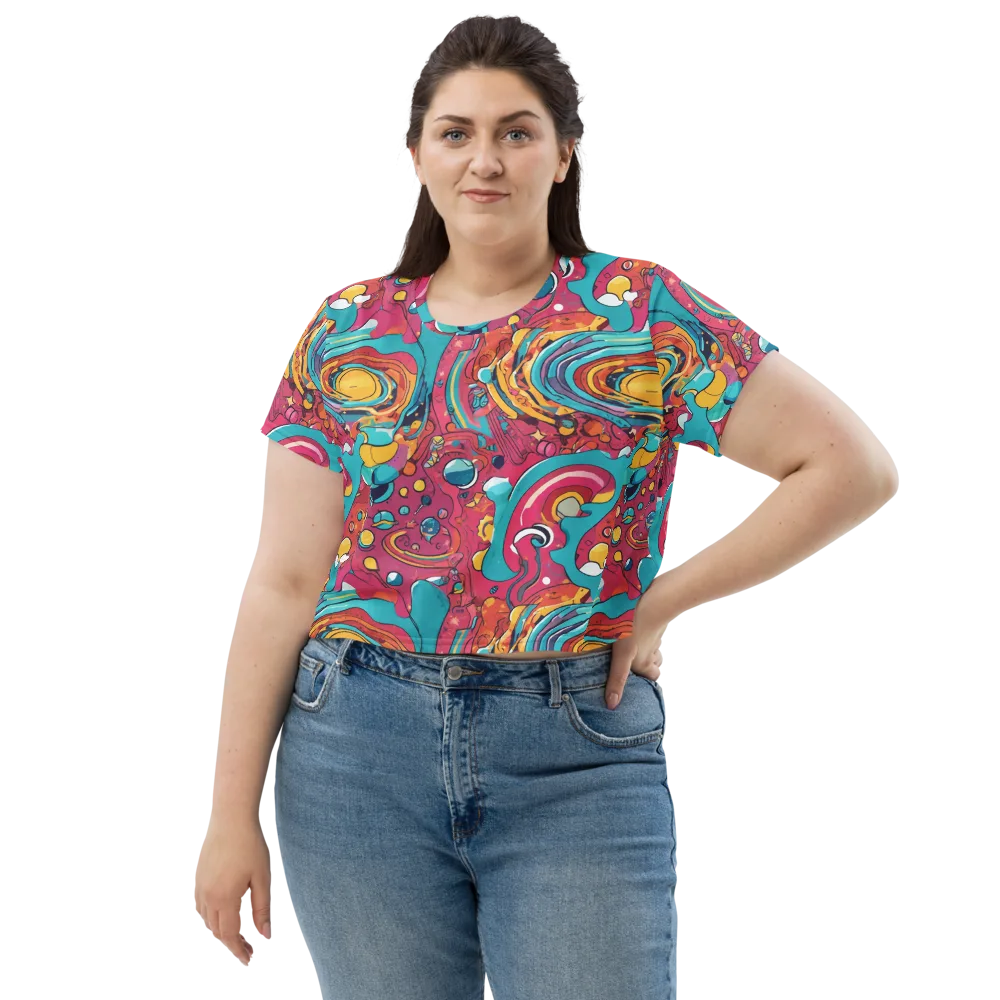 Neon Orbit Bazaar on Crop Tee — Front