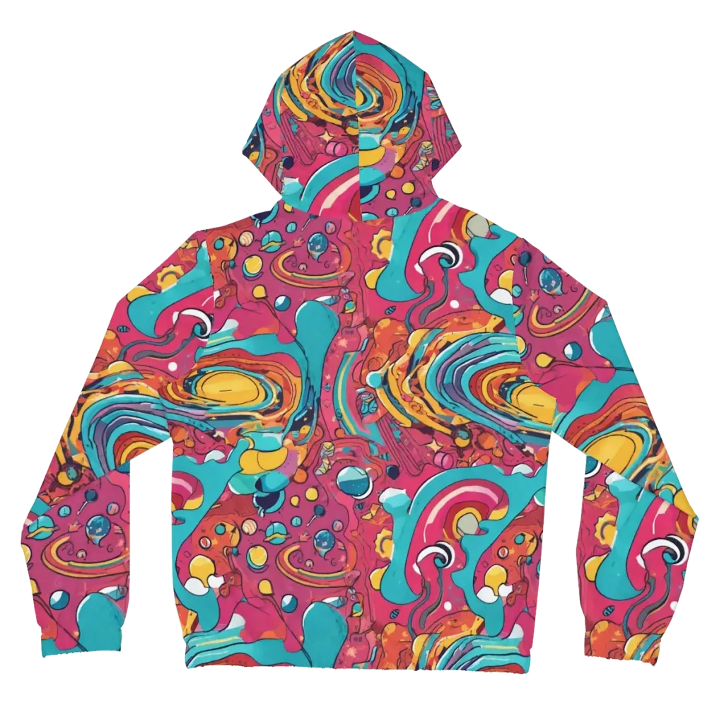 Neon Orbit Bazaar on Women's Full-Zip Hoodie — Back