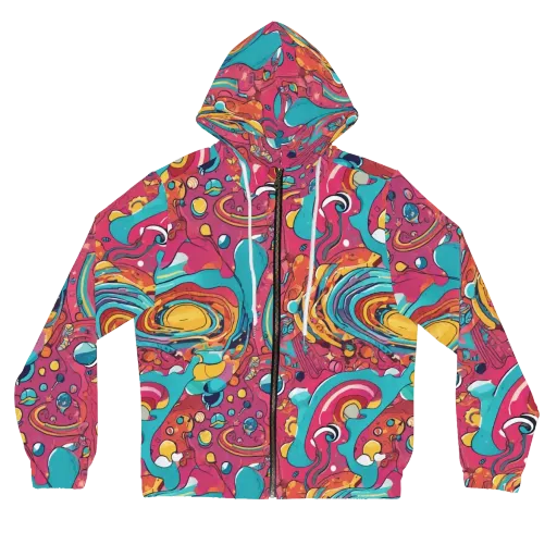 Neon Orbit Bazaar on a Women's Full-Zip Hoodie