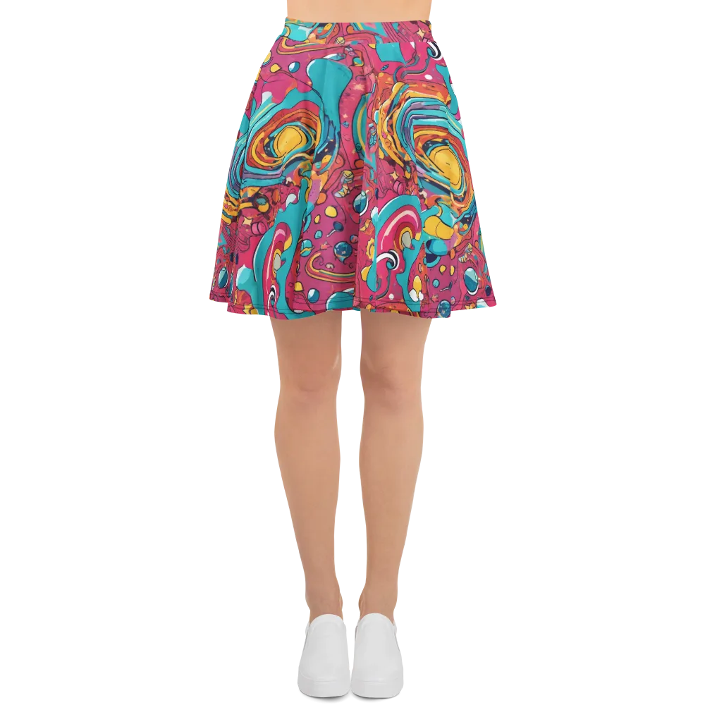 Neon Orbit Bazaar on Skater Skirt — Front