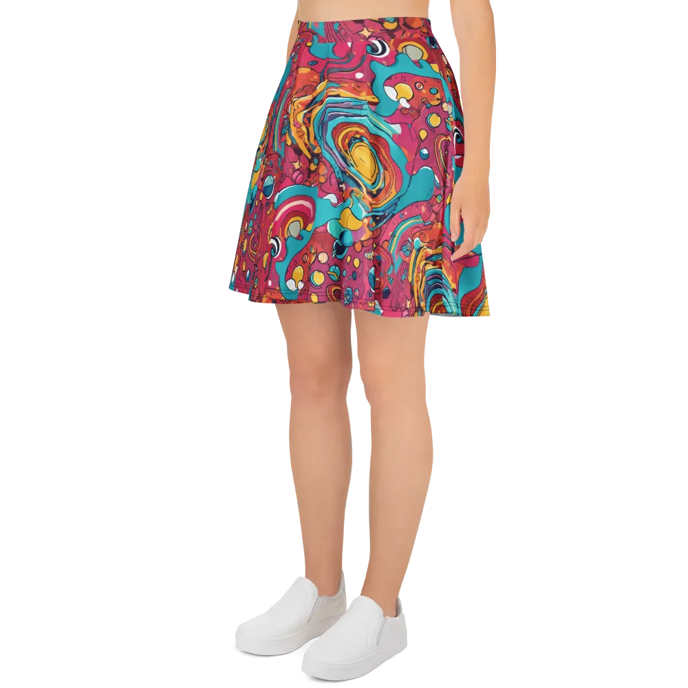 Neon Orbit Bazaar on Skater Skirt — Left