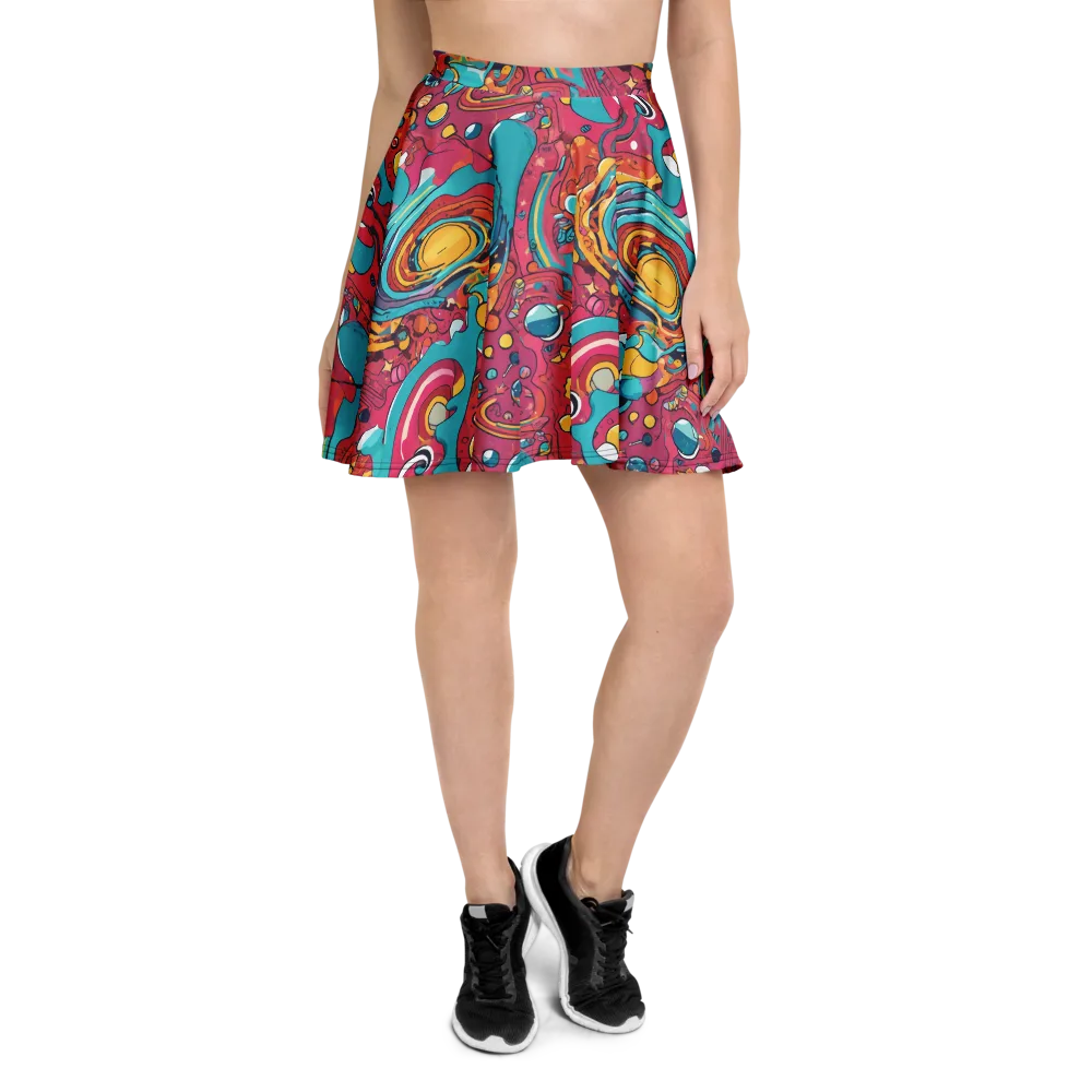 Neon Orbit Bazaar on Skater Skirt — Front