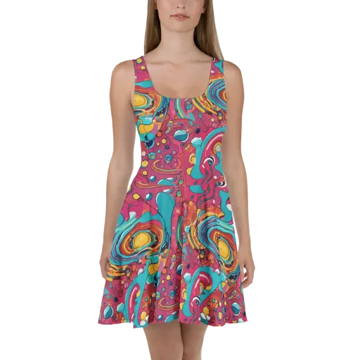 Neon Orbit Bazaar on a Skater Dress