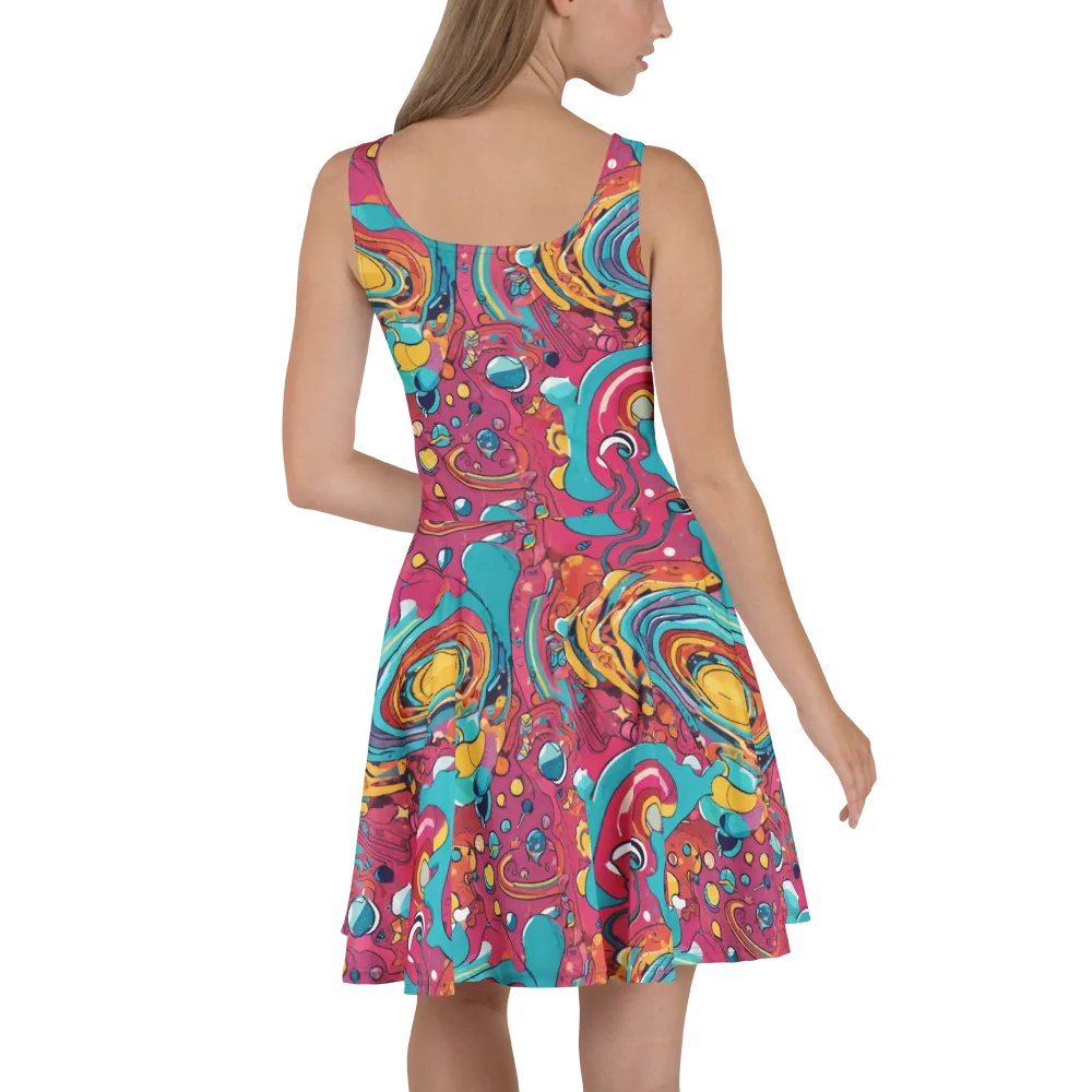 Neon Orbit Bazaar on Skater Dress — Back
