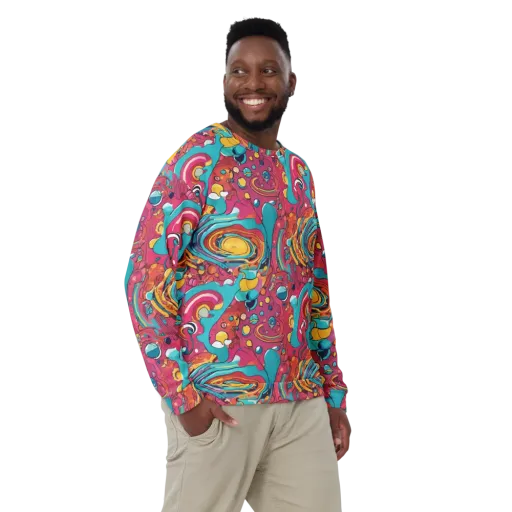 Neon Orbit Bazaar on a Sweatshirt
