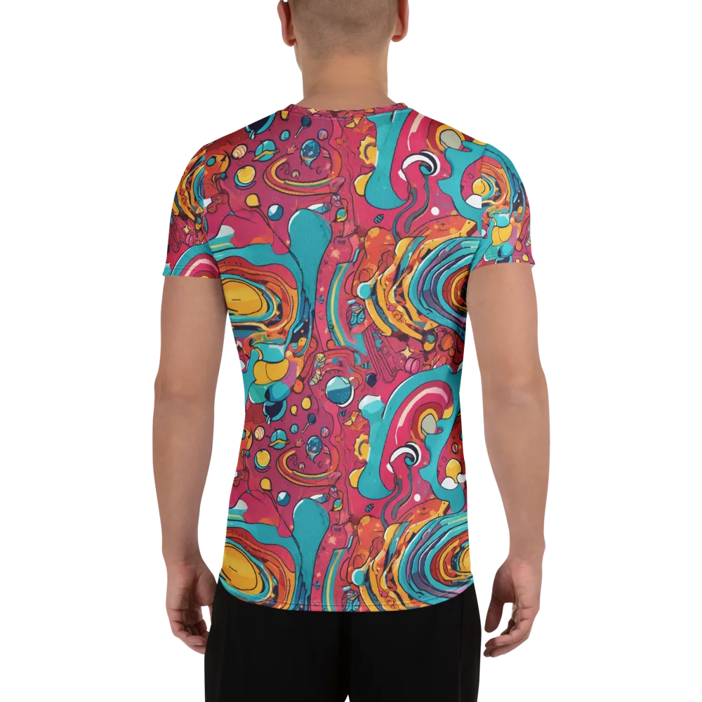 Neon Orbit Bazaar on Men's Athletic T-Shirt — Back