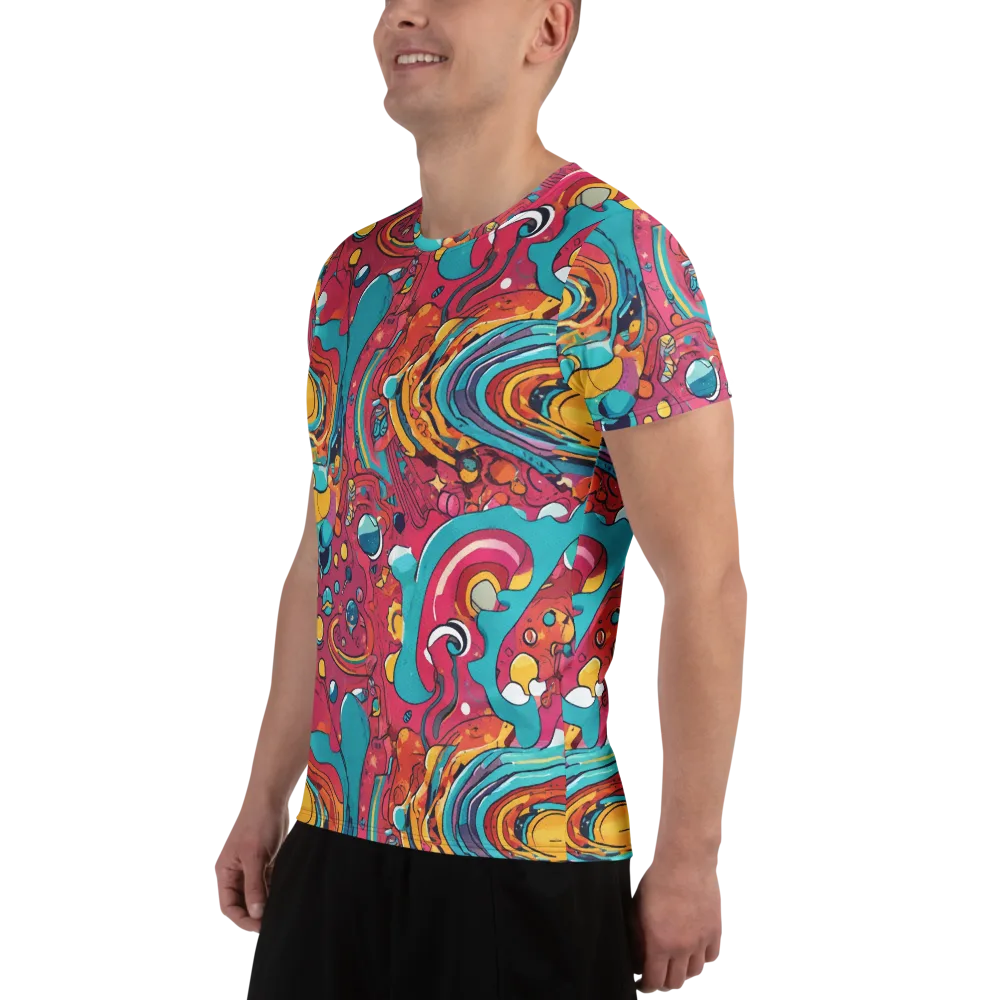 Neon Orbit Bazaar on Men's Athletic T-Shirt — Left
