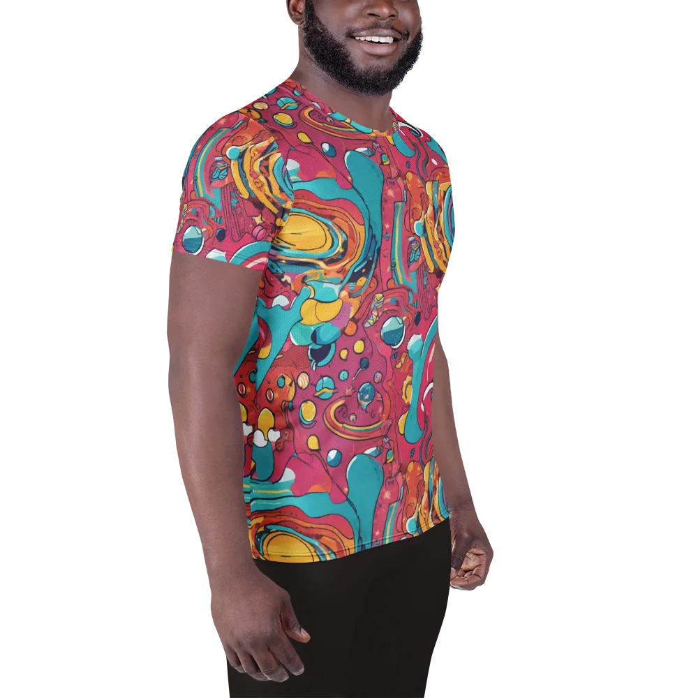 Neon Orbit Bazaar on Men's Athletic T-Shirt — Right