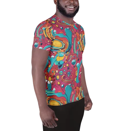 Neon Orbit Bazaar on a Men's Athletic T-Shirt