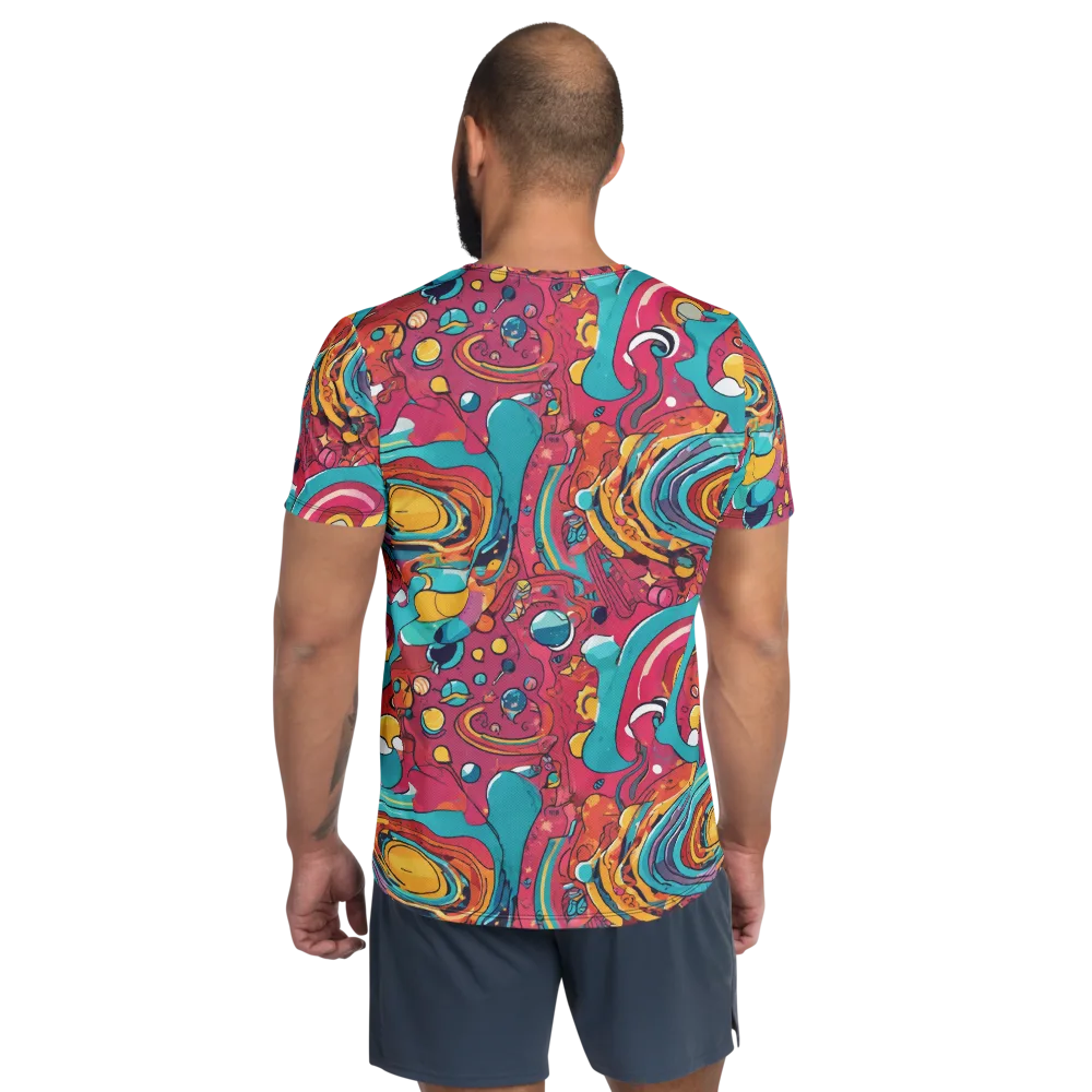 Neon Orbit Bazaar on Men's Athletic T-Shirt — Back