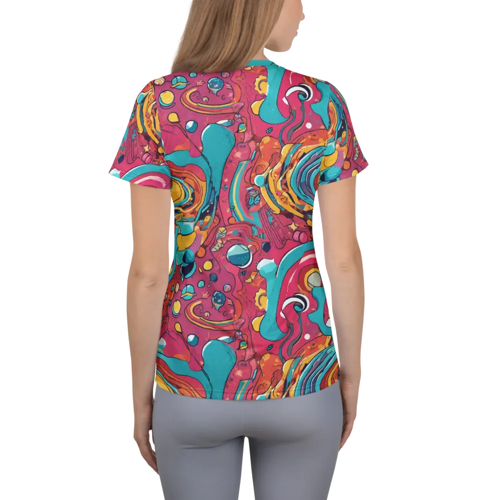 Neon Orbit Bazaar on Women's Athletic T-Shirt — Back