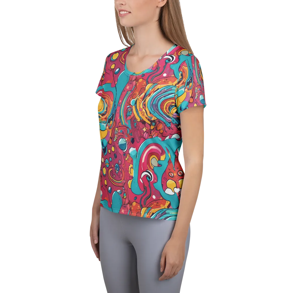 Neon Orbit Bazaar on Women's Athletic T-Shirt — Left