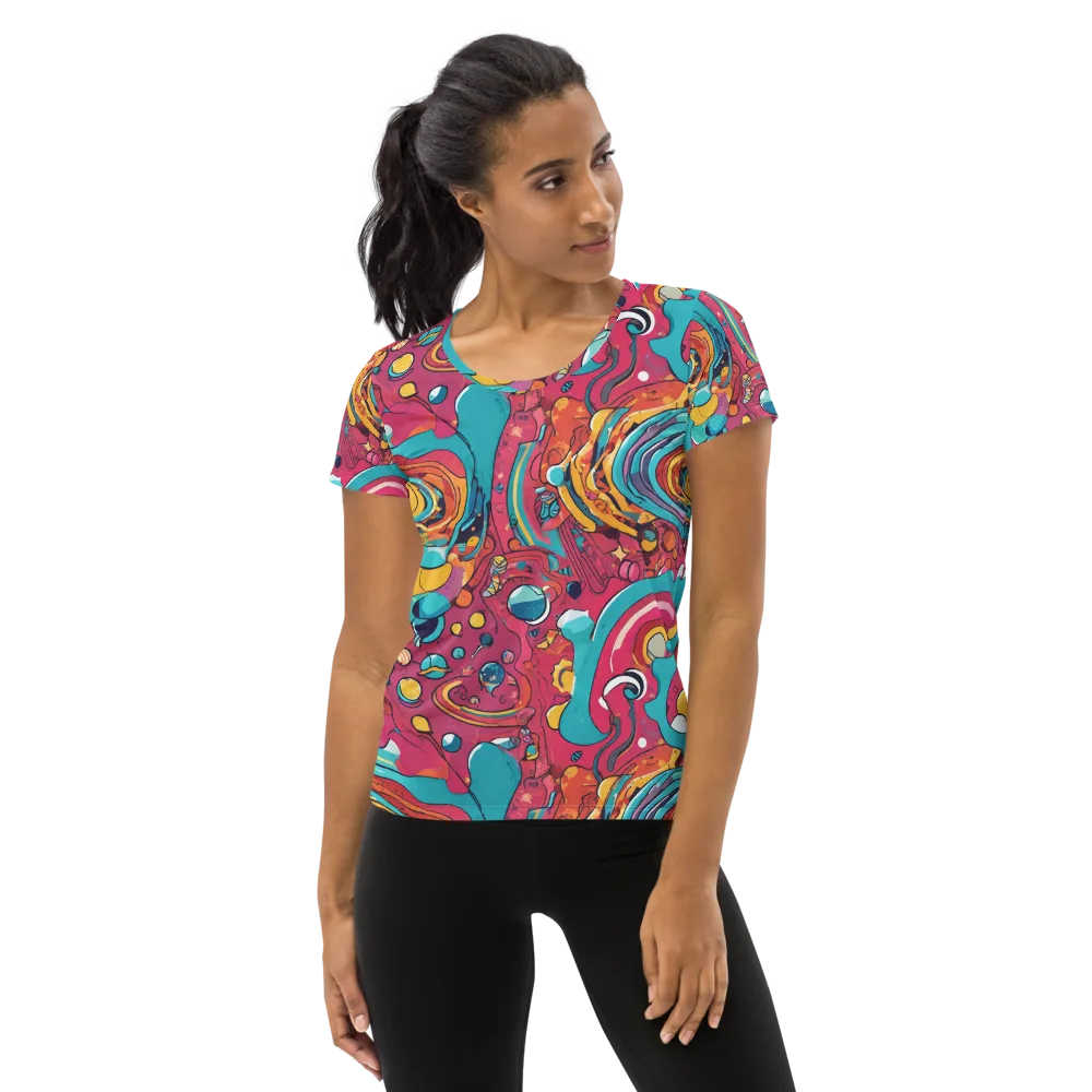 Neon Orbit Bazaar on Women's Athletic T-Shirt — Front