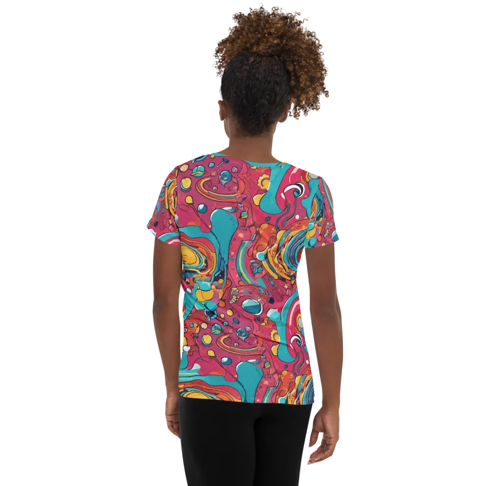 Neon Orbit Bazaar on Women's Athletic T-Shirt — Back