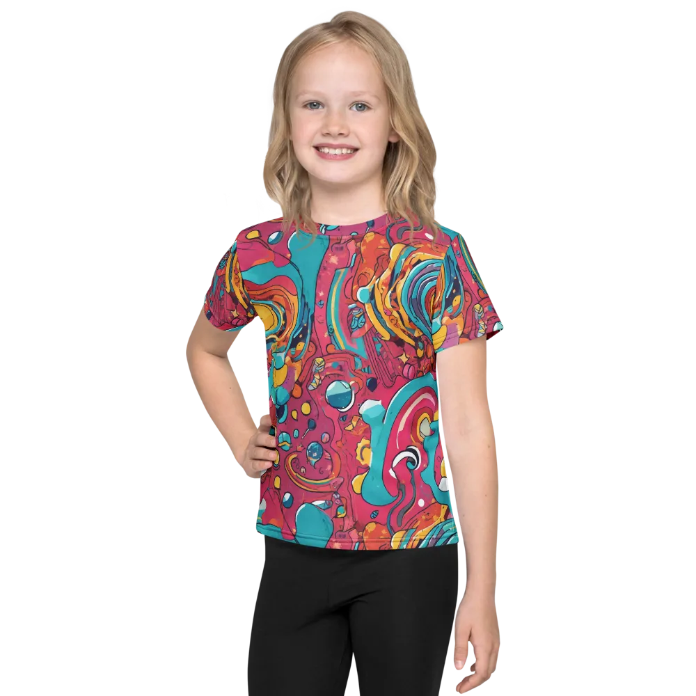 Neon Orbit Bazaar on Kids Crew Neck T-Shirt — Front