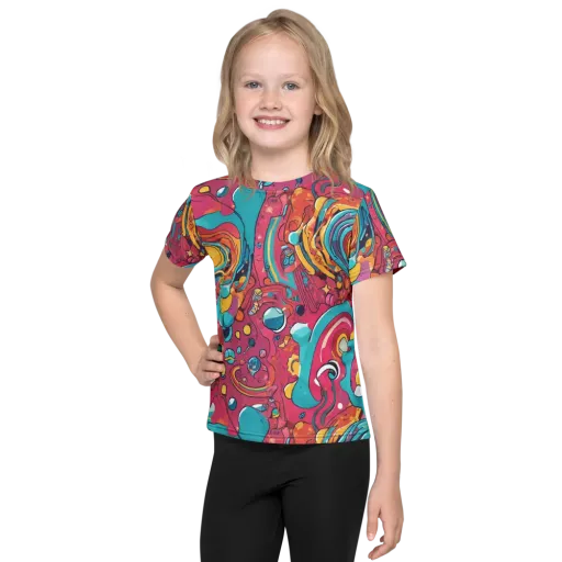 Neon Orbit Bazaar on a Kids Crew Neck T-Shirt