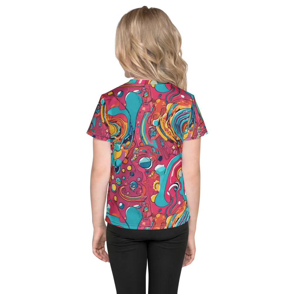 Neon Orbit Bazaar on Kids Crew Neck T-Shirt — Back