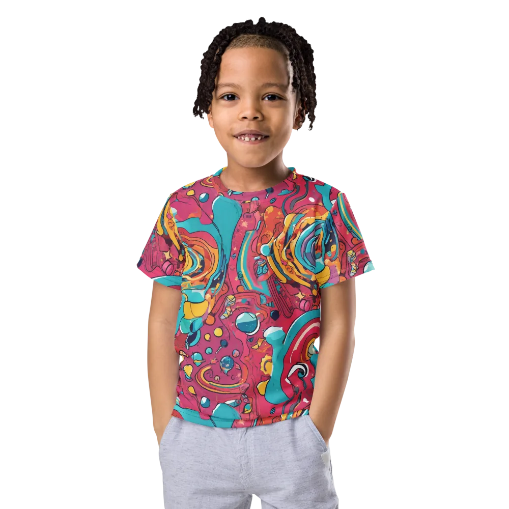 Neon Orbit Bazaar on Kids Crew Neck T-Shirt — Front