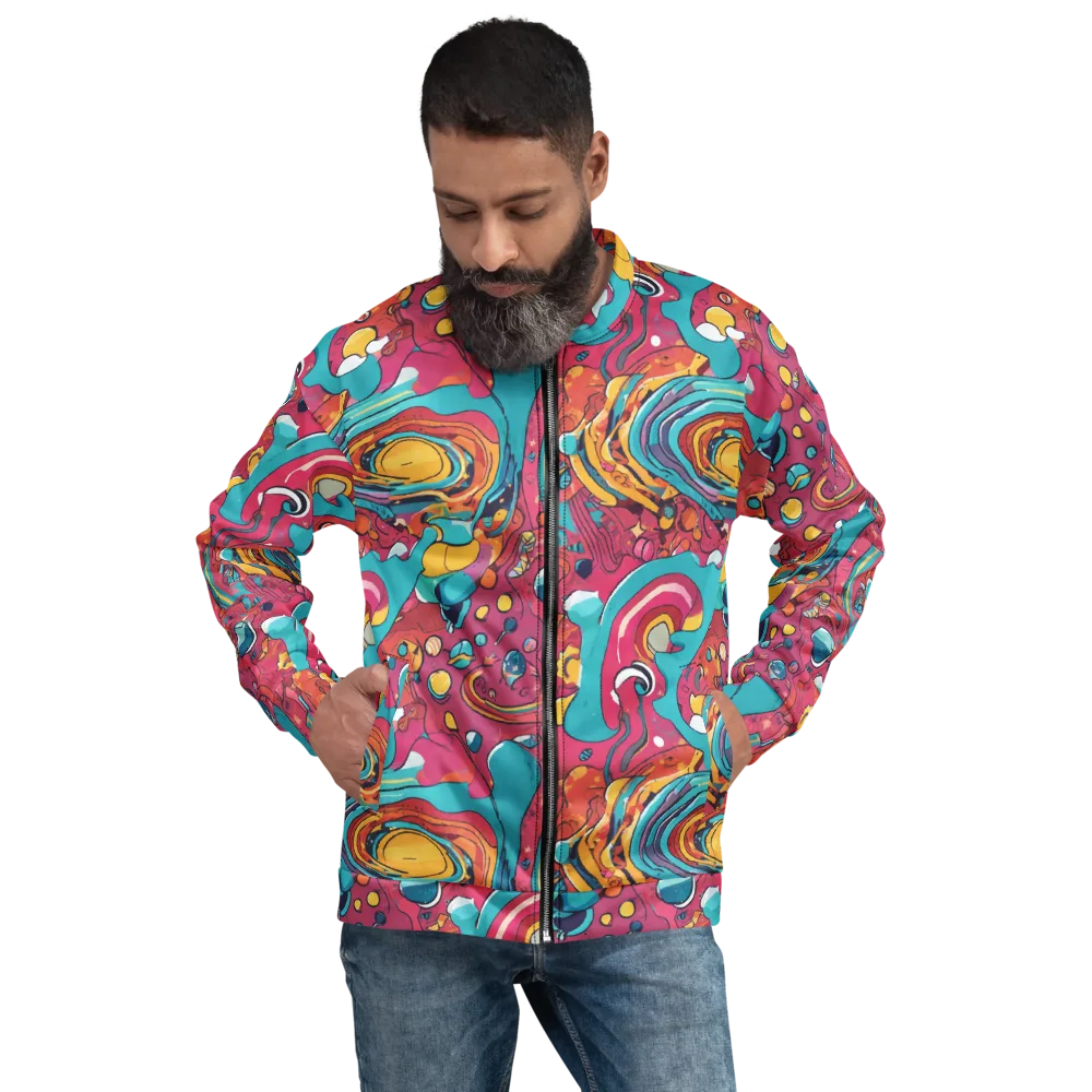Neon Orbit Bazaar on Bomber Jacket — Front
