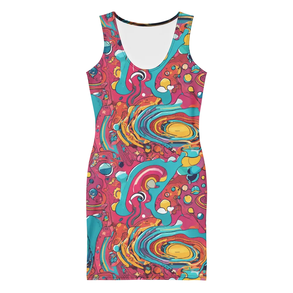 Neon Orbit Bazaar on Bodycon Dress — Front