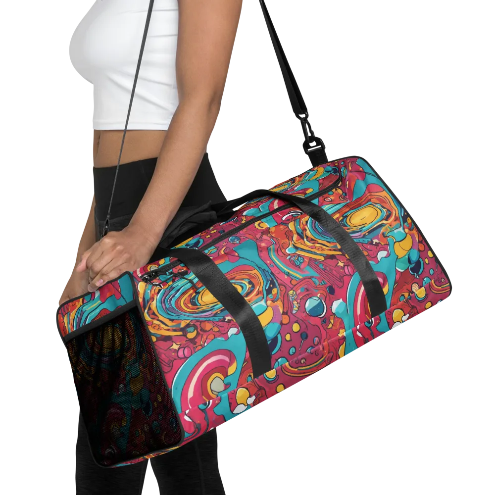 Neon Orbit Bazaar on Duffle Bag — Front
