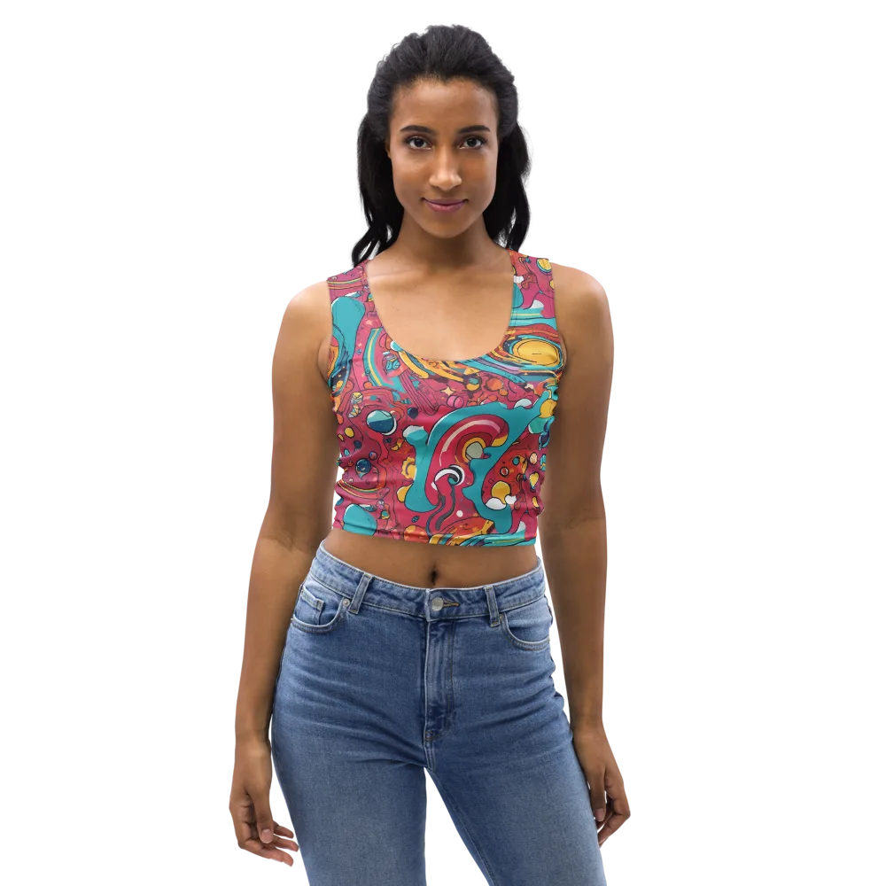 Neon Orbit Bazaar on Crop Top — Front