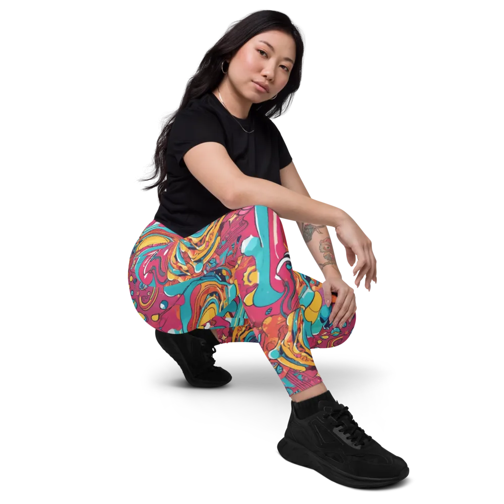Neon Orbit Bazaar on Leggings with Pockets — Right Front