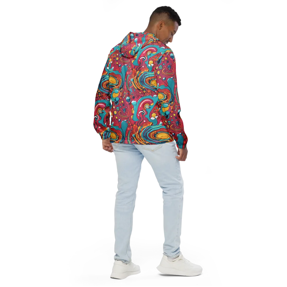 Neon Orbit Bazaar on Men's Windbreaker — Back