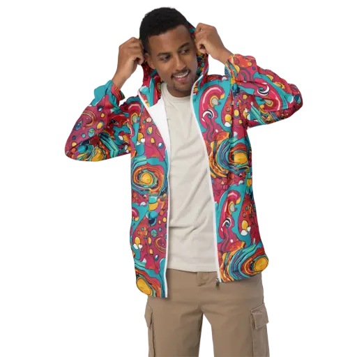 Neon Orbit Bazaar on a Men's Windbreaker