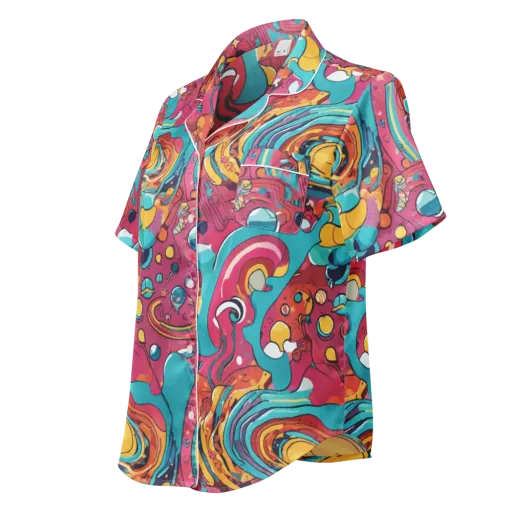 Neon Orbit Bazaar on a Women's Short Sleeve Pajama Top
