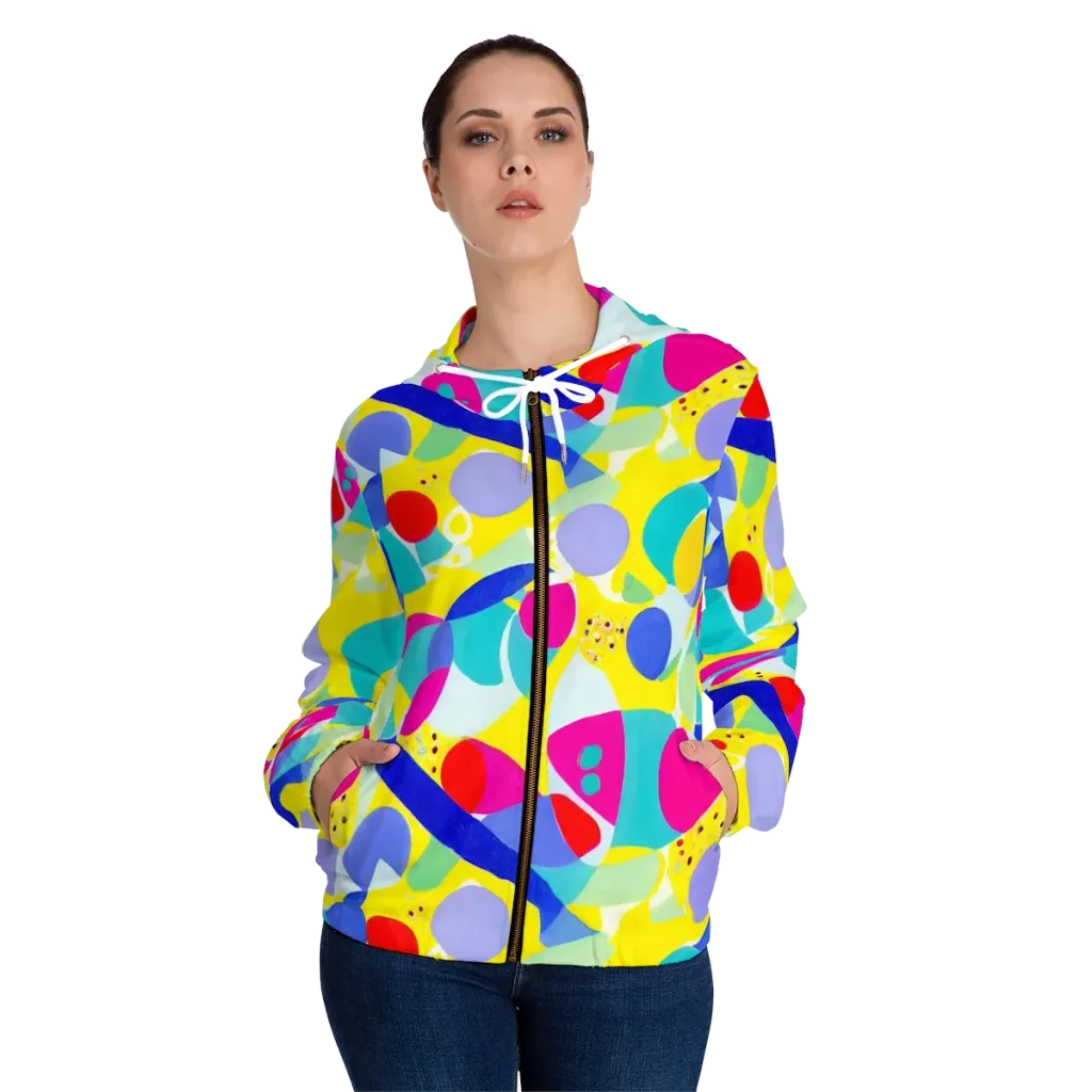 Sunlit Kaleidoscope on Women's Full-Zip Hoodie — Front On Person