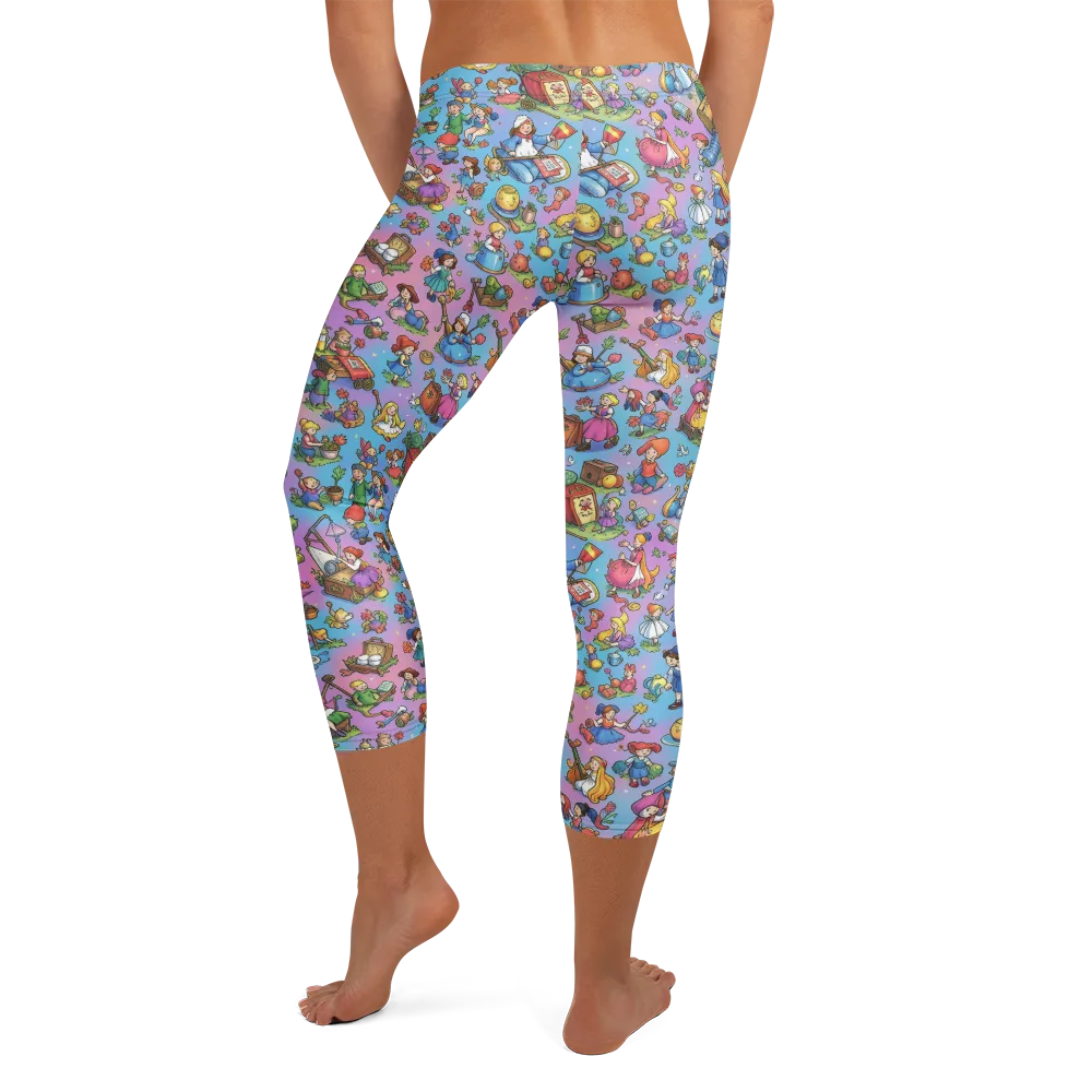 Storybook Scramble on Capri Leggings — Back