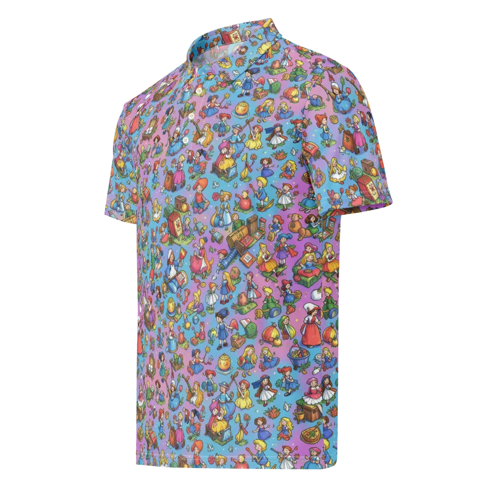 Storybook Scramble on Men's Slim Fit Polo Shirt — Left Front