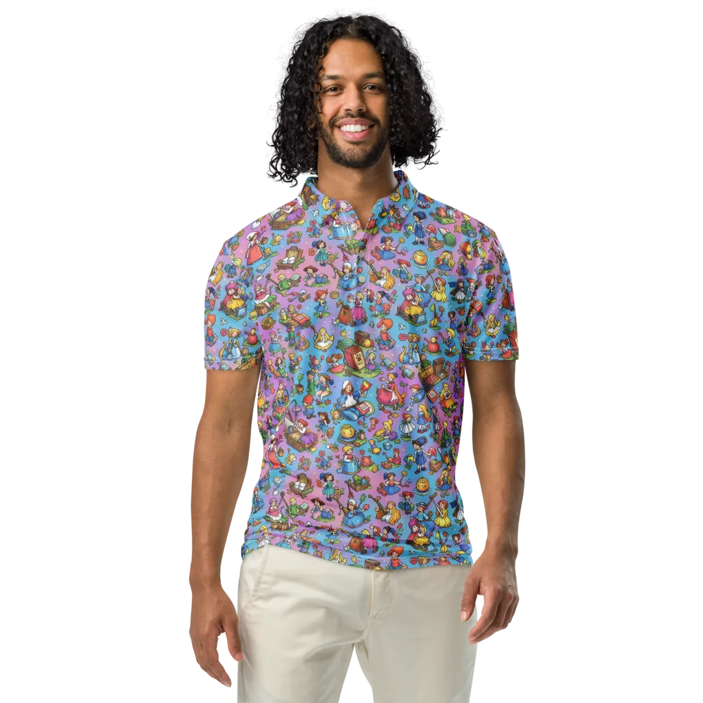 Storybook Scramble on Men's Slim Fit Polo Shirt — Front