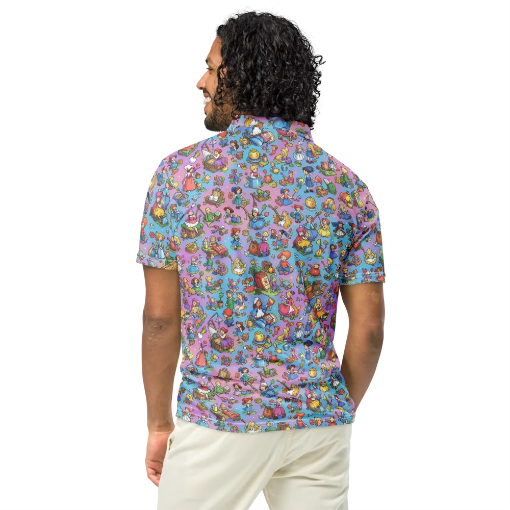 Storybook Scramble on Men's Slim Fit Polo Shirt — Back