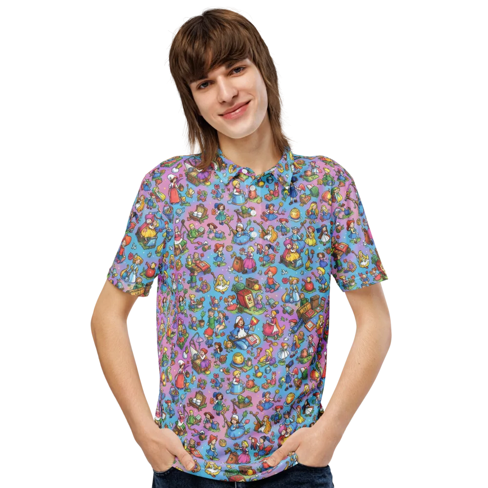 Storybook Scramble on Men's Slim Fit Polo Shirt — Front