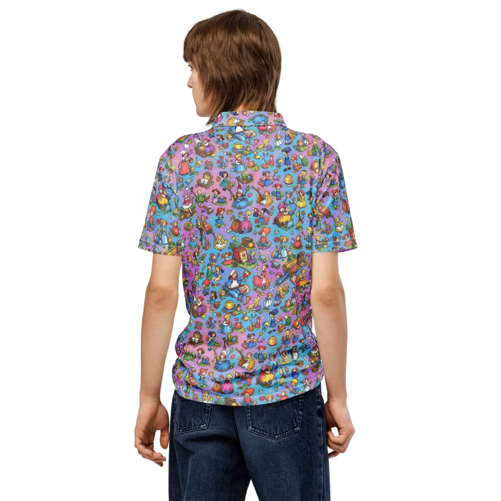 Storybook Scramble on Men's Slim Fit Polo Shirt — Back