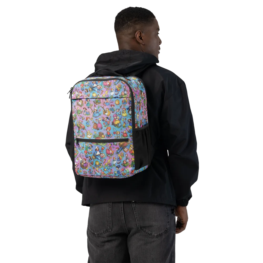 Storybook Scramble on Utility Backpack — Back