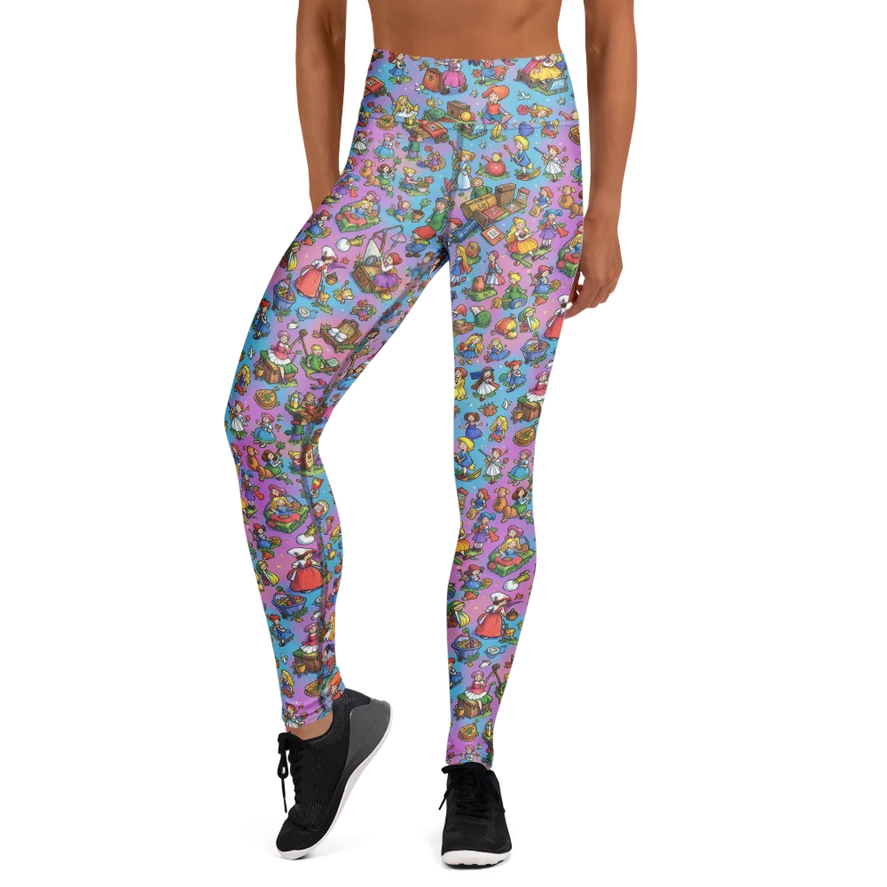 Storybook Scramble on Yoga Leggings — Front