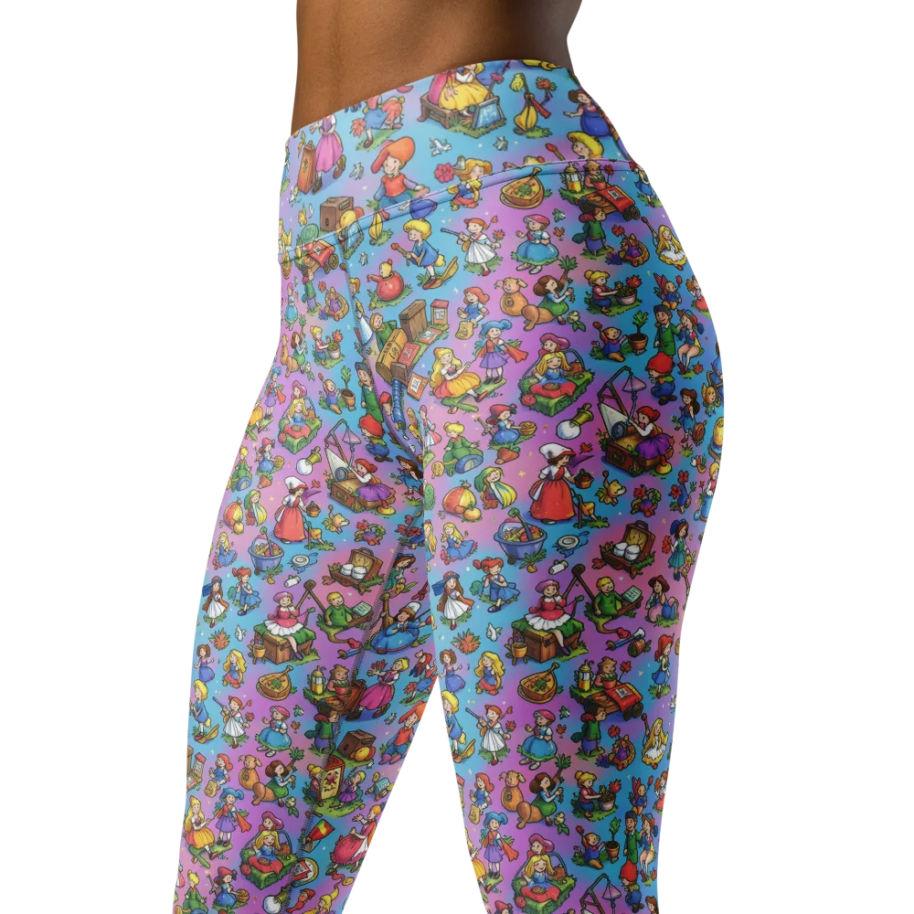 Storybook Scramble on Yoga Leggings — Left Front