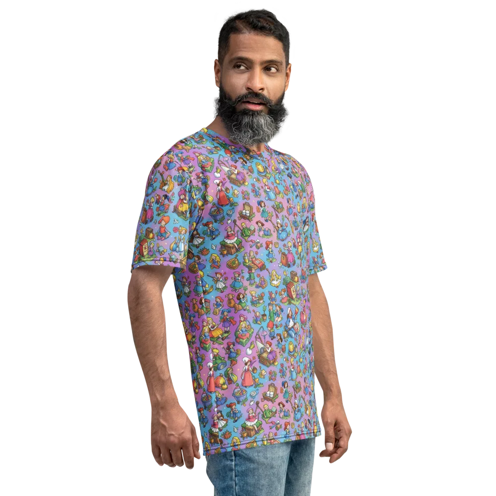 Storybook Scramble on Men's Crew Neck T-Shirt — Right