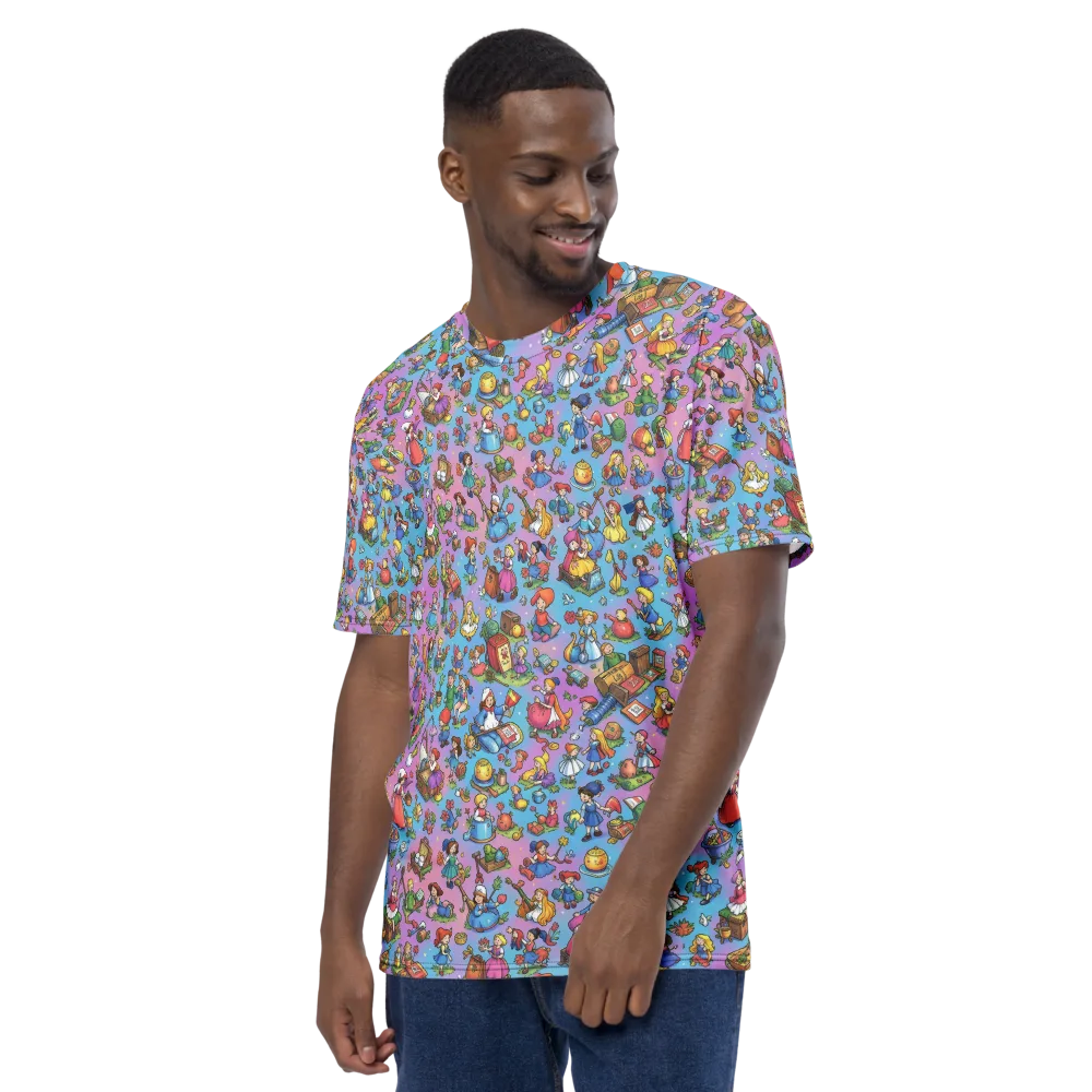 Storybook Scramble on Men's Crew Neck T-Shirt — Left