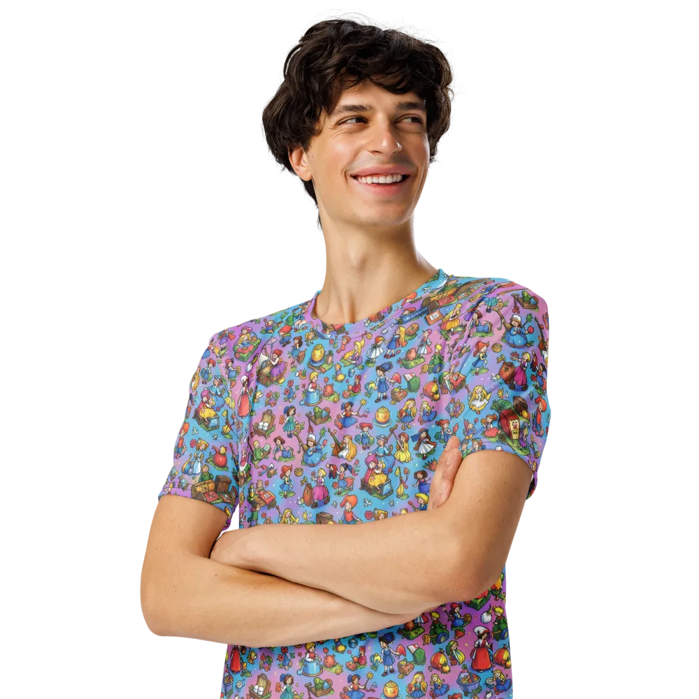 Storybook Scramble on Men's Crew Neck T-Shirt — Left Front