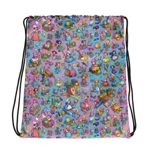 Storybook Scramble on a Drawstring Bag